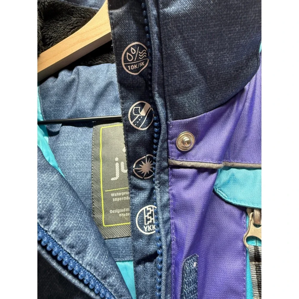 Jupa Kids Ski Jacket Purple Blue‎ Waterproof Breathable Hooded Size 12